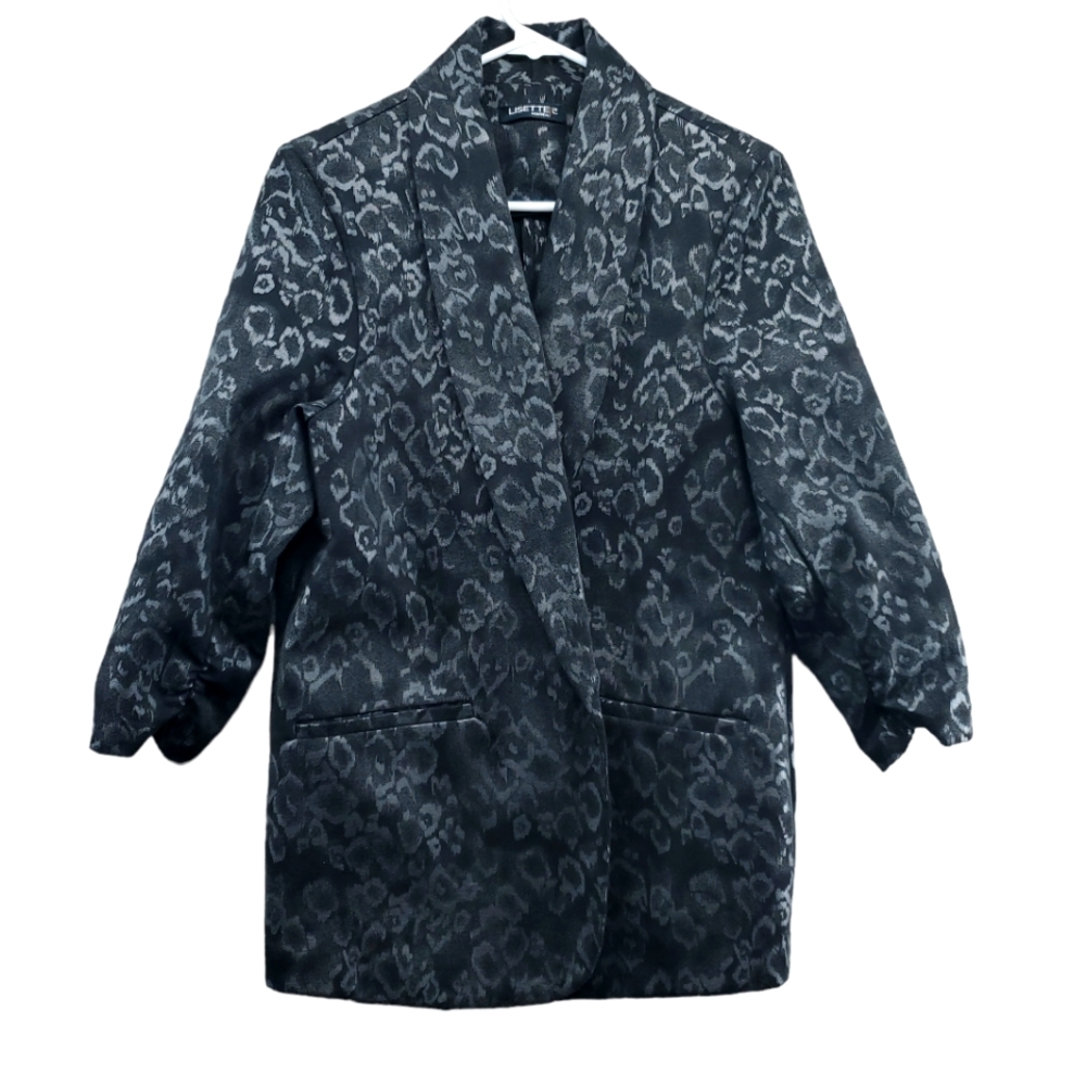 Lisette L. Montreal Ponte Jacket Womens Size Large Cheetah Print